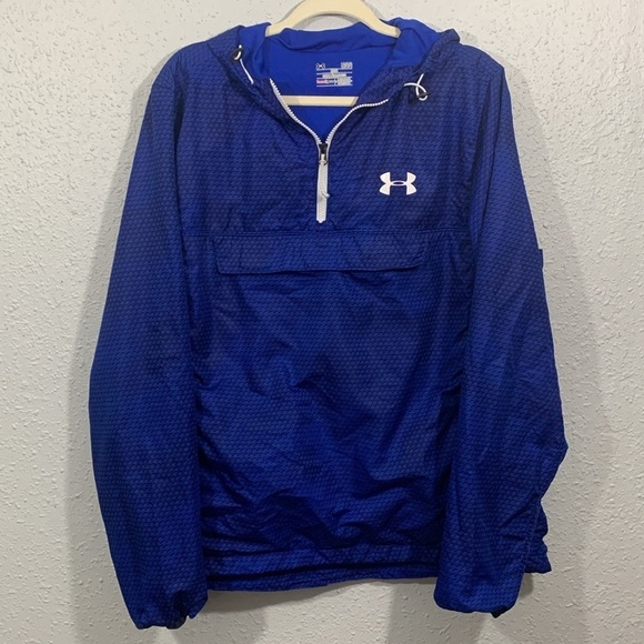 Under Armour HeatGear Activewear Quarter Zip Blue on Blue Print Long Sleeve - Picture 1 of 12